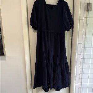 Loft Navy Tiered Midi Dress